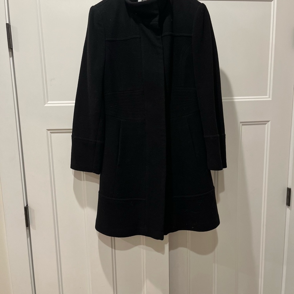Classic Black Women's Wool Blend Trench Coat